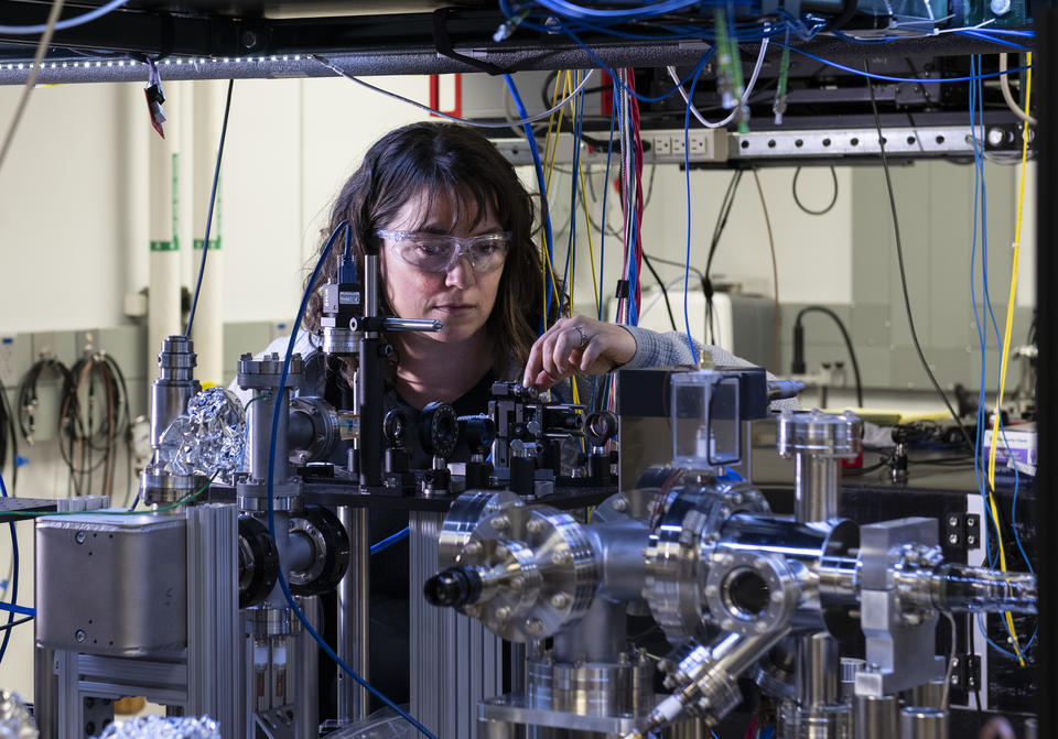 Scientist with her lab equipment