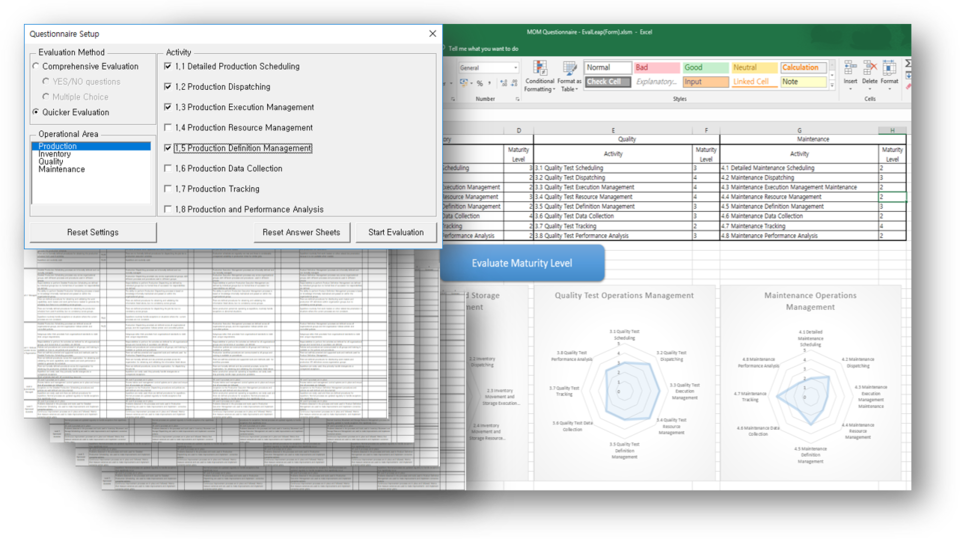 Low-resolution screen shot of MESA MOM/CMM assessment tool.