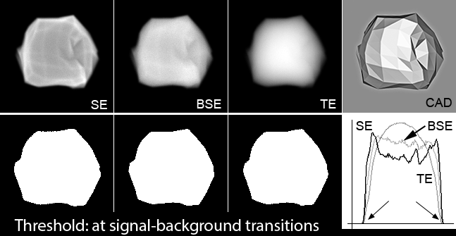 simulated 3d SEM images of a 60nm gold nanoparticle