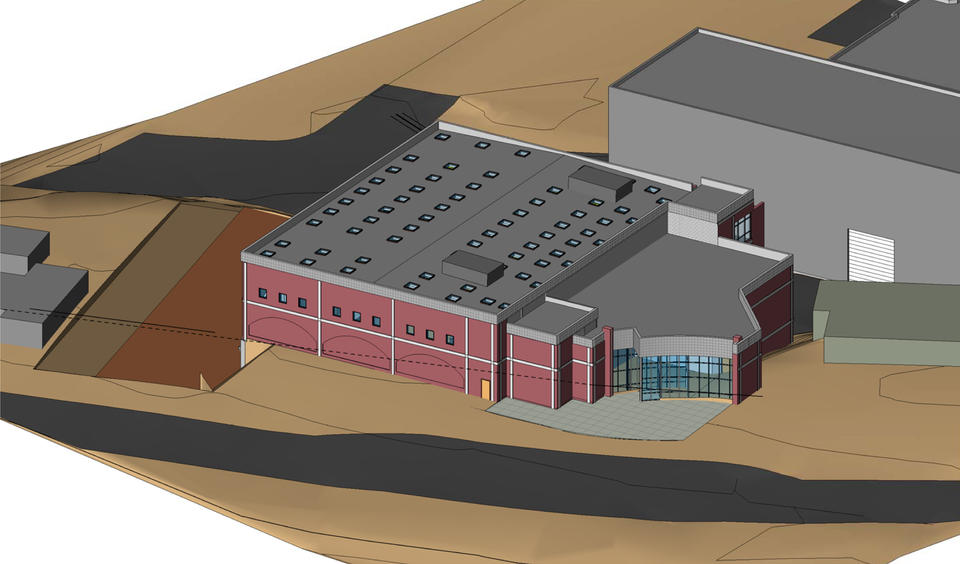 Drawing of the Shake Table Laboratory at the University of Nevada Reno.