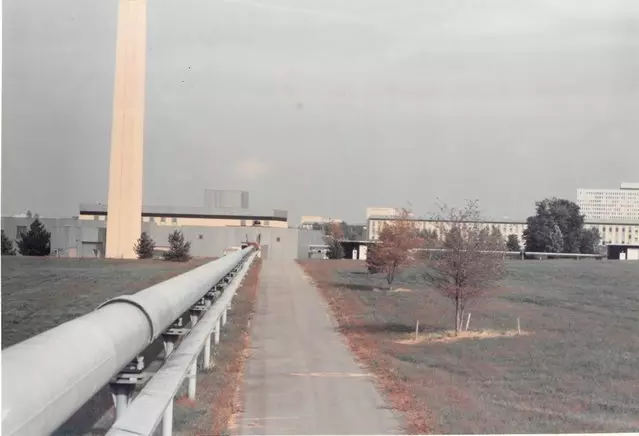 Long tube a few inches above the ground on NIST's campus