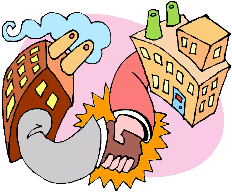 cartoon illustration of institutions