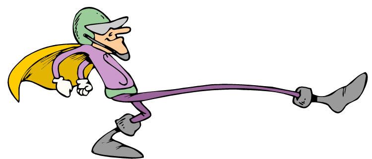 Cartoon image of man stretching his legs