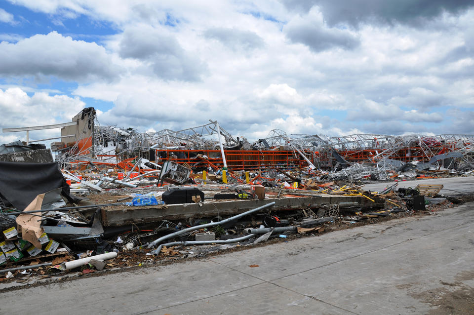 The remains of what was once a home improvement store in Joplin, Mo., showing the destructive power of the tornado that struck the area in May 2011.