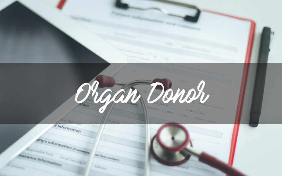 A Project to Save and Enhance Lives with Center for Organ Recovery & Education (CORE) showing Organ Donation with paperwork to apply.