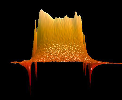 black background with orange colored peak