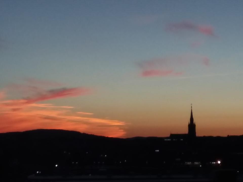 August sunset over Manchester, NH