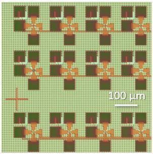 Small array of transistors designed for single device integration.