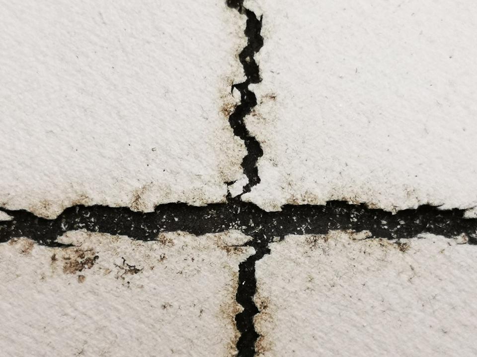 Two intersecting cracks on a solar panel backsheet.