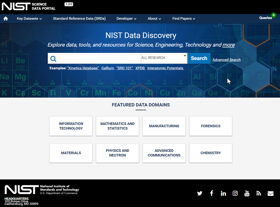 NIST Science Data Discovery Portal