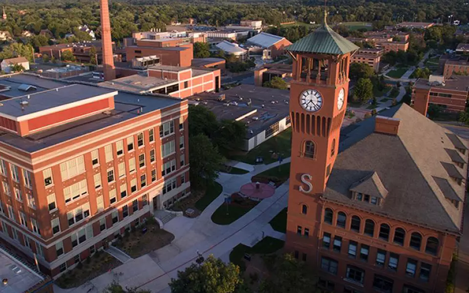 University of Wisconsin-Stout aerial view of the campus.