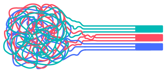 Illustration of tangled strings brought to order, like a data scientist working with a raw dataset.