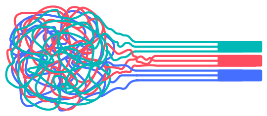 Illustration of tangled strings brought to order, like a data scientist working with a raw dataset.