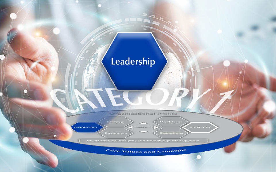 2019-2020 Baldrige Excellence Framework Criteria Overview highlighting the Leadership item.
