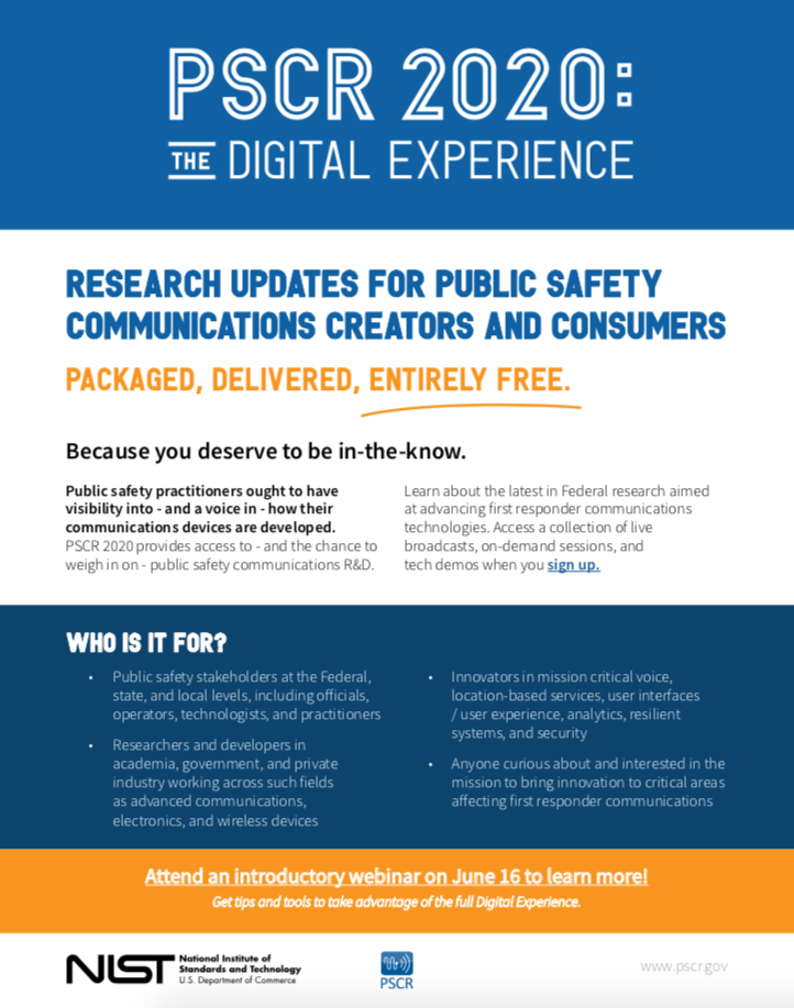This is a screenshot of the PSCR 2020 Outreach Flyer. Click to open the PDF and read more about the PSCR 2020 Digital Experience.
