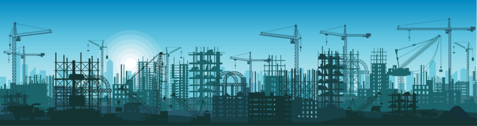 Silhouette of buildings under construction