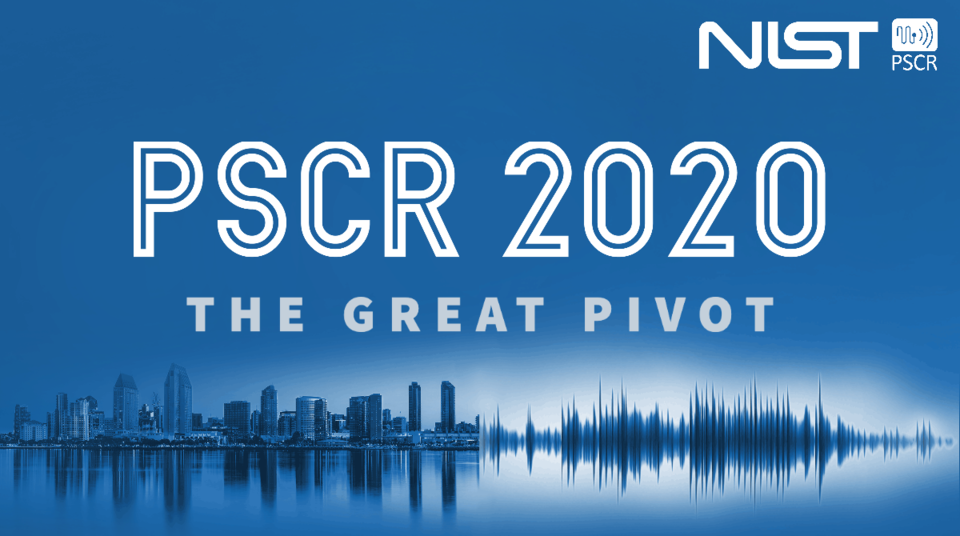 PSCR 2020 The Great Pivot Blue graphic showing a city skyline which transforms into a sound wave. Text overlay reads: PSCR 2020 The Great Pivot.