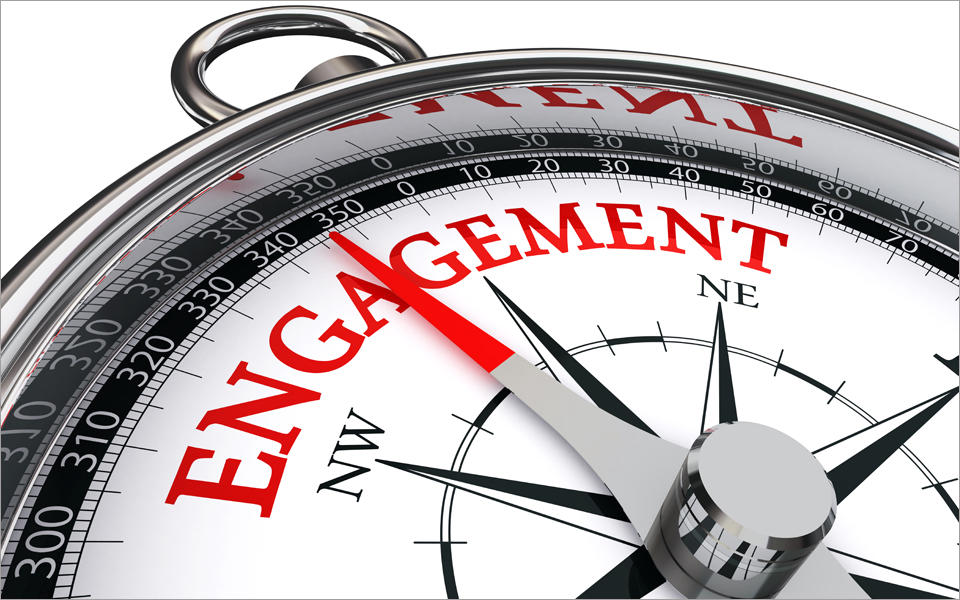 Engagement red word on compass