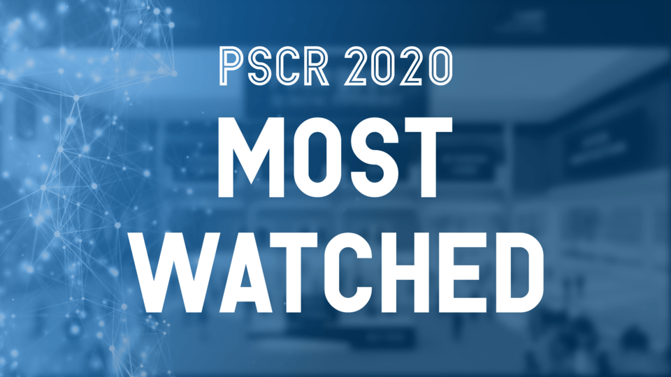 This image shows the text "PSCR 2020: Most Watched" over a blue background