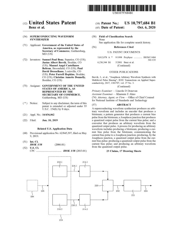 Cover page of US Patent 10,797,684