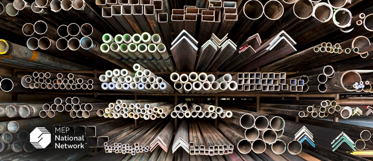 manufacturing metal materials stacked on shelves