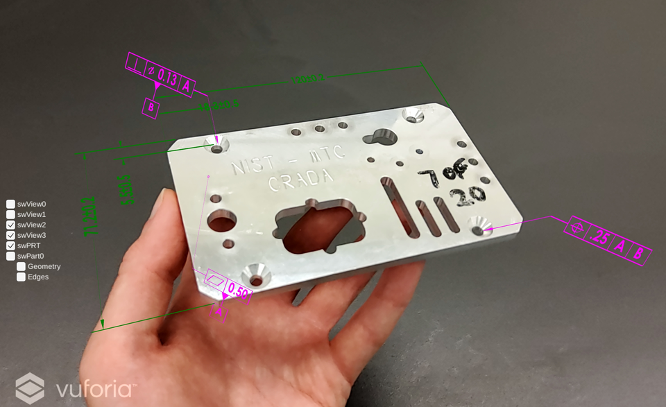 AR PMI of machined part