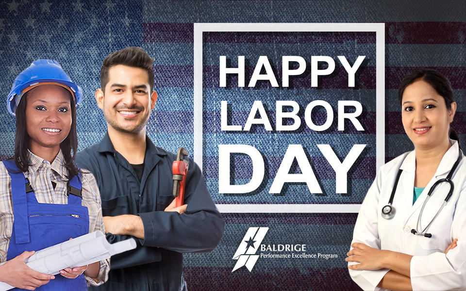 Happy Labor Day showing diverse people from different occupations. 