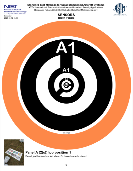 NIST sUAS Open Test Lane – Stickers for Sensor Panels – ALL BLACK – 8in Diam (v2020B Answer Key)