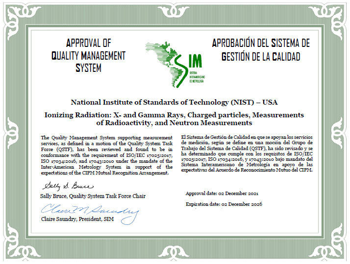 December 2021 QMS Certificate of Approval
