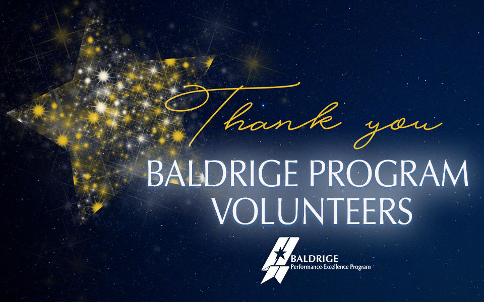 Thank you Baldrige Program Volunteers from the Baldrige Program with a bright shining star in the background.