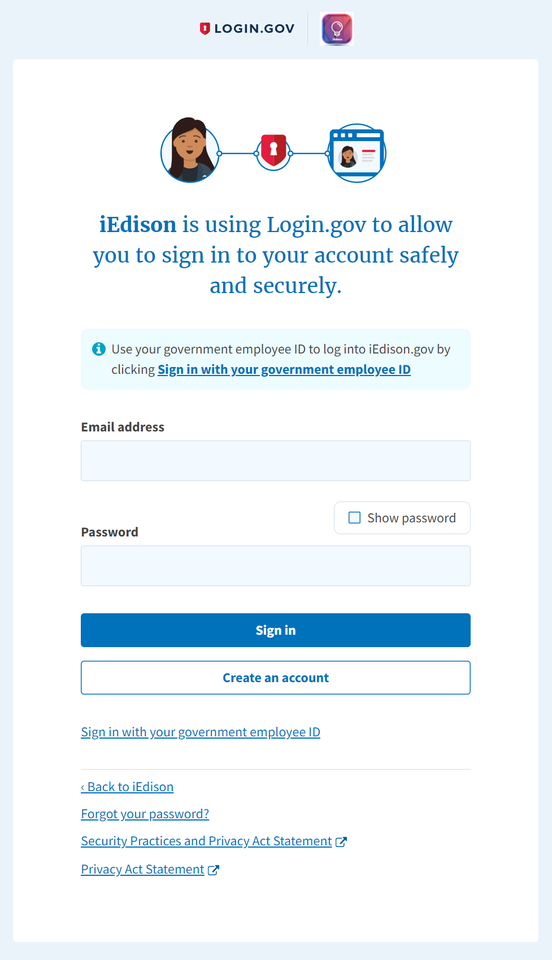 Login.gov screenshot.
