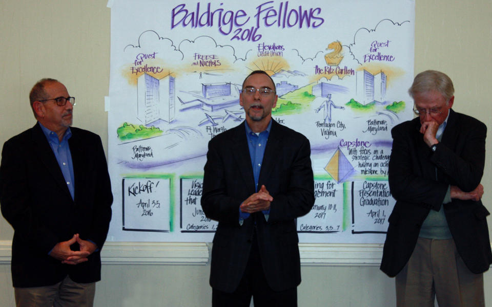 2016 Baldrige Fellows meeting with Harry Hertz, Bob Fangmeyer and Bob Barnett.