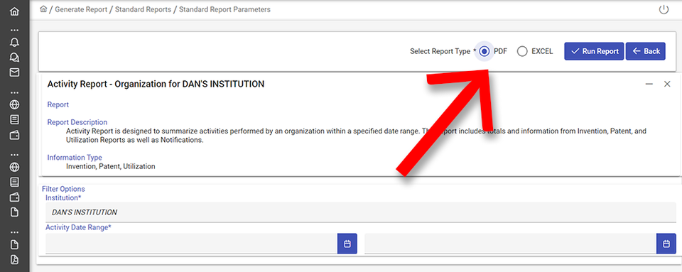 Standard report screenshot.