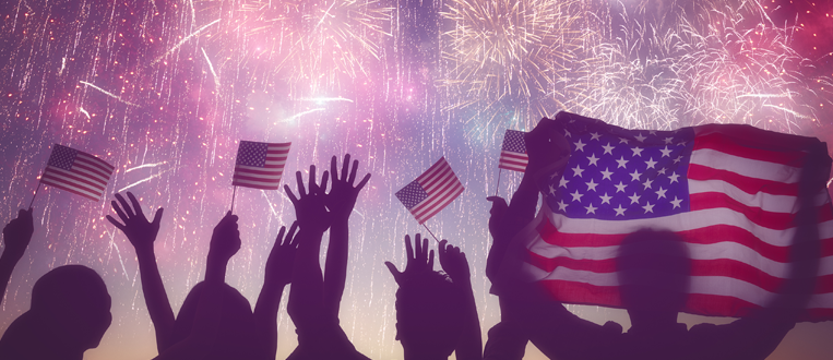 People holding the Flag of USA 