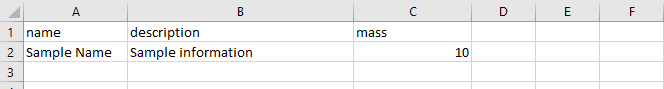 Sample Properties in CSV format