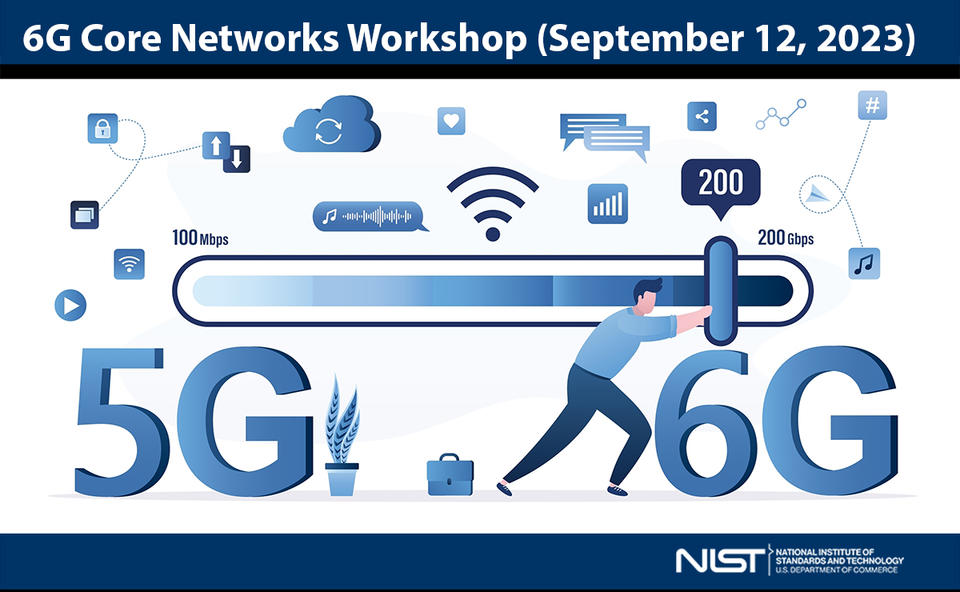 Person pushing slider from 5G 100 Mbps to 6G 200 Gbps 