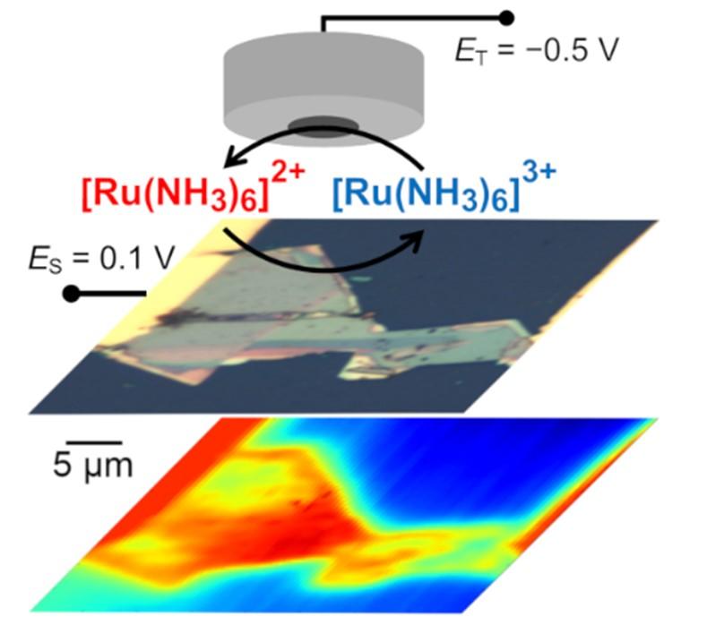 Scanning electrochemical microscopy highlights centers of redox activity on a 2D van der Waals solid, MoS2.