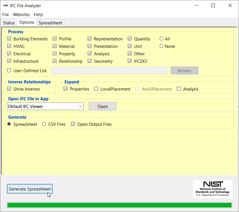 IFC File Analyzer user interface