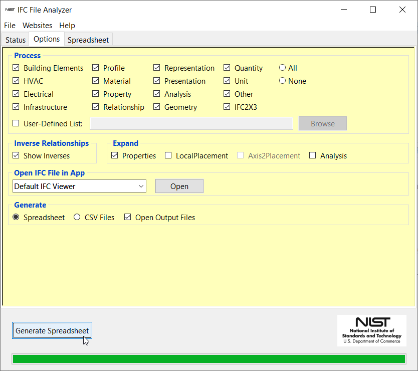 IFC File Analyzer user interface