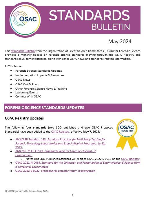 OSAC Standards Bulletin Cover - May 2024