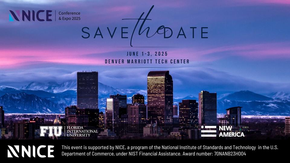 Save the date graphic with Denver skyline