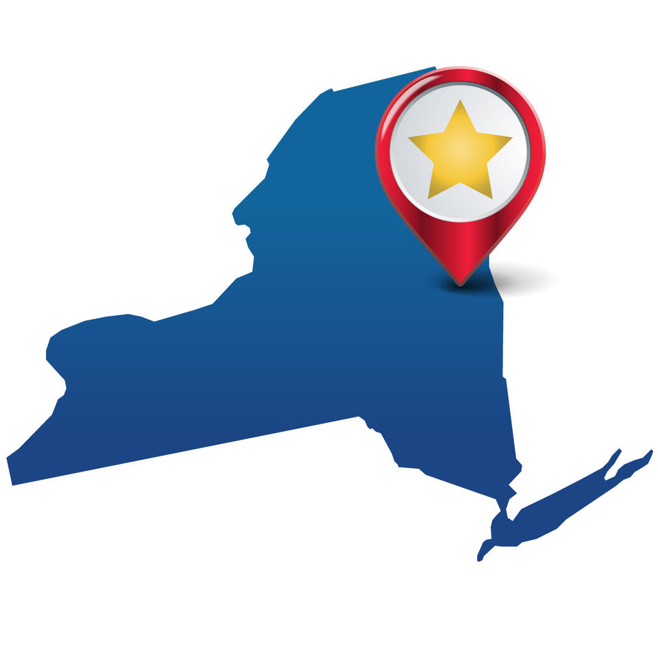 New York state with star