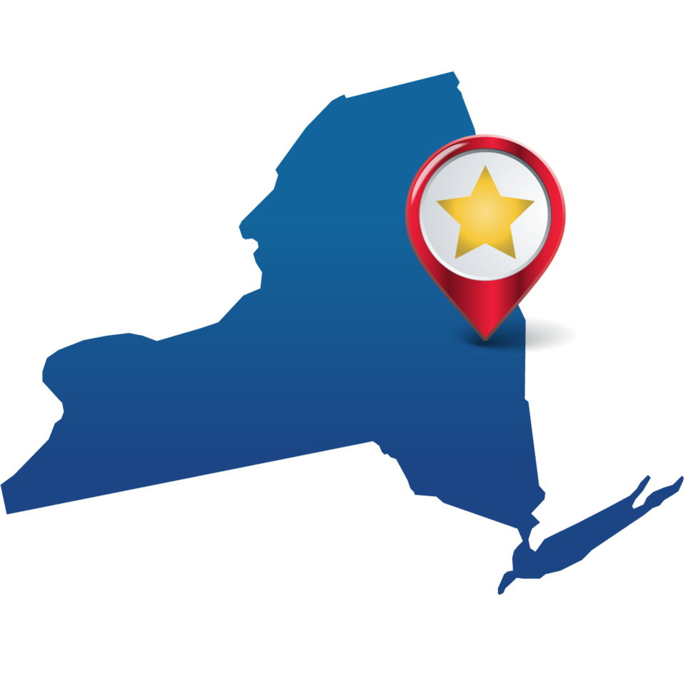 EUV ADF Award State Star graphic with pin on Albany NY