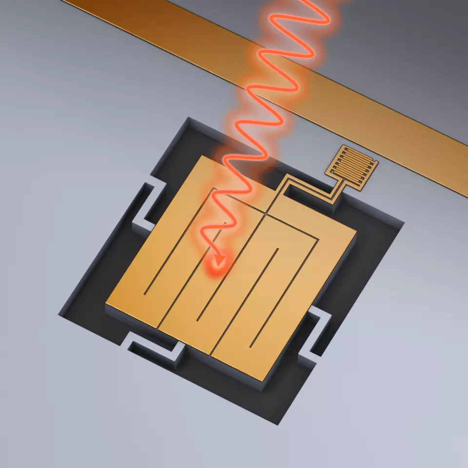Incoming radiation deposits energy into the TKID circuit.
