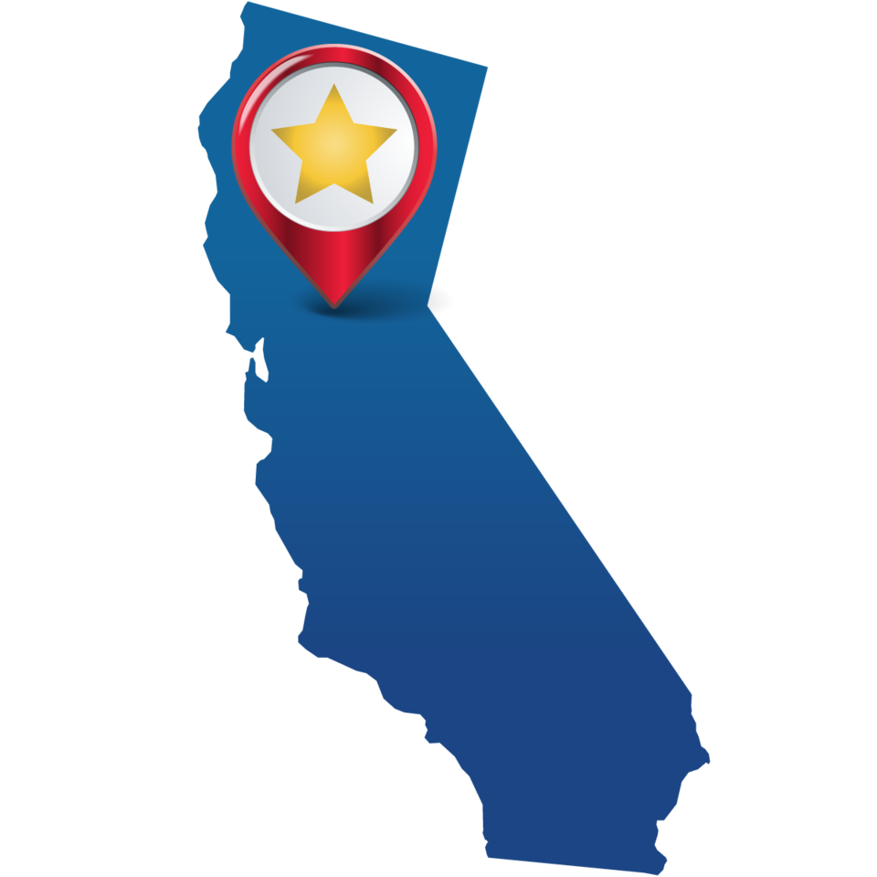 state star graphic with pin on roseville, california