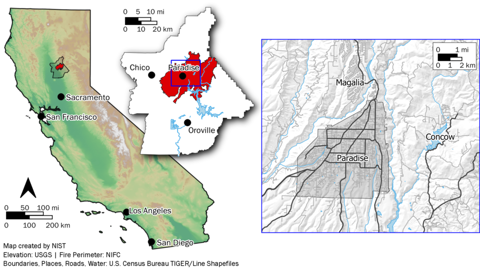 Map of the Camp Fire, Butte County, California