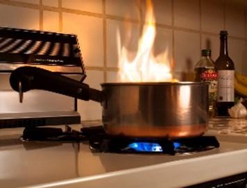 cooktop with flame