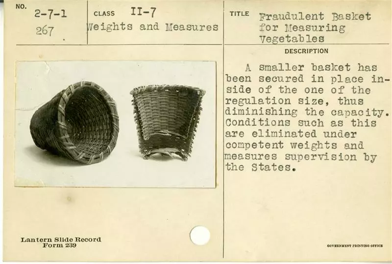 Fraudulent Basket for Measuring Vegetables with False Bottom