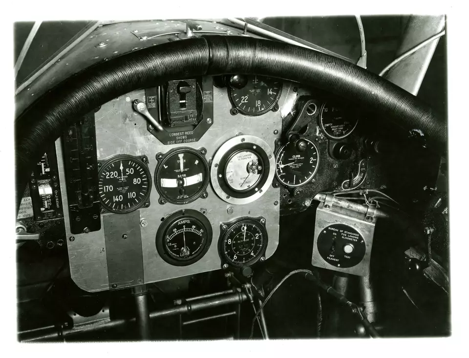 Historical photo shows complex cockpit control panel
