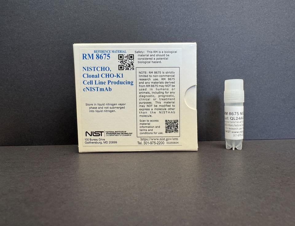 Box for NISTCHO in center, vial of NISTCHO to the right